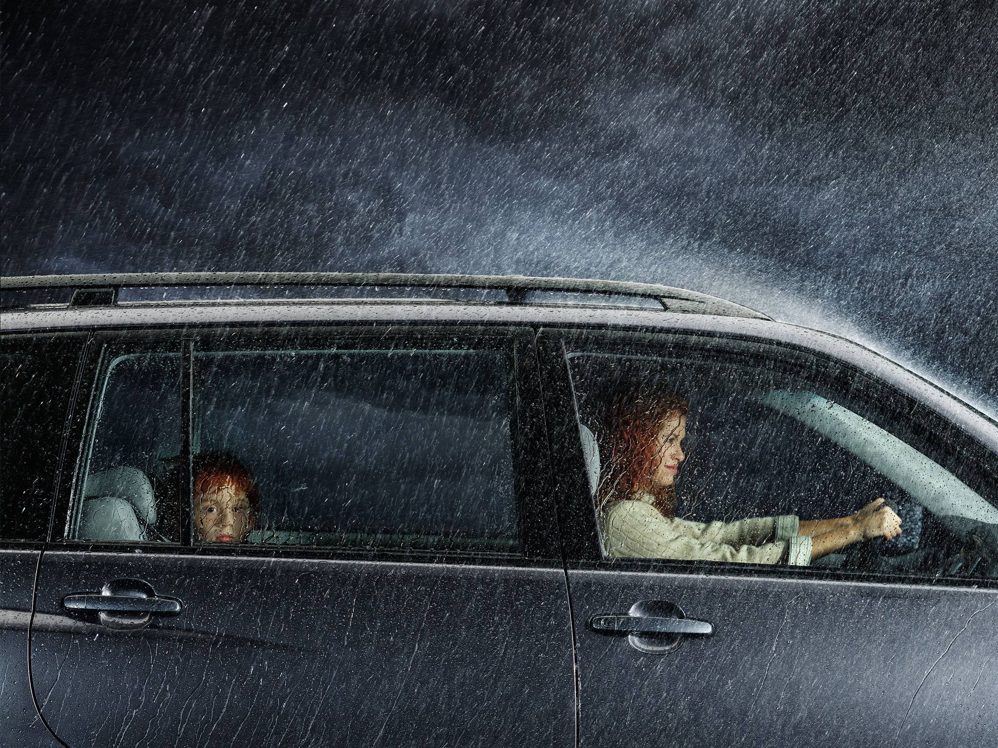 Toyota | Star Safety | studio photography of car in rain storm  | Glen Wexler | Advertising Photographer
